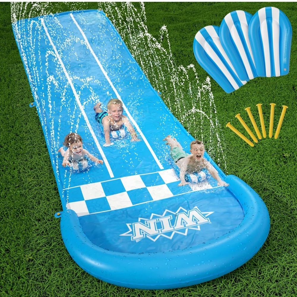 Slip and Water Slide -20FT heavy duty lawn slip Waterslide for kids adults